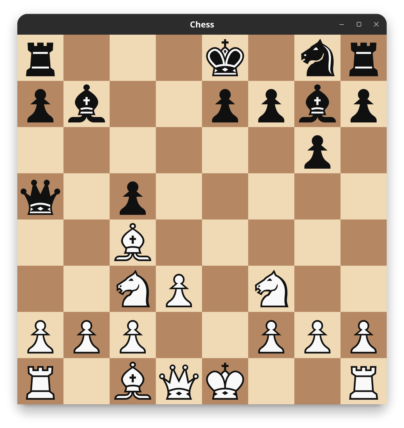 Black Queen pins the white knight.
